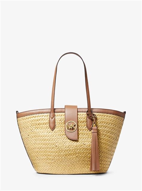 malibu tote michael kors|Malibu Large Straw Tote Bag .